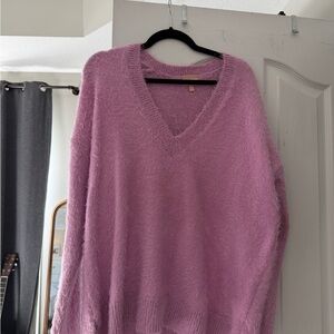 Show Me Your MuMu Dusty Pink Fuzzy V-Neck Sweater